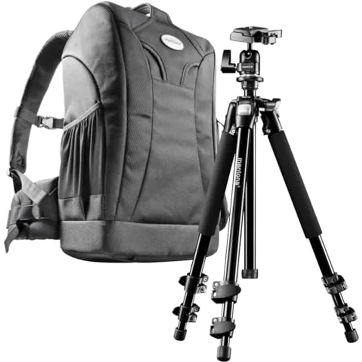 Mantona Scout Trekking 2 in 1 Set (inkl. Trekking Fotorucksack und Kamerastativ Scout 142 cm, geeignet für DSLR- und Systemkameras, mit Diebstahlschutz) – Bild 2