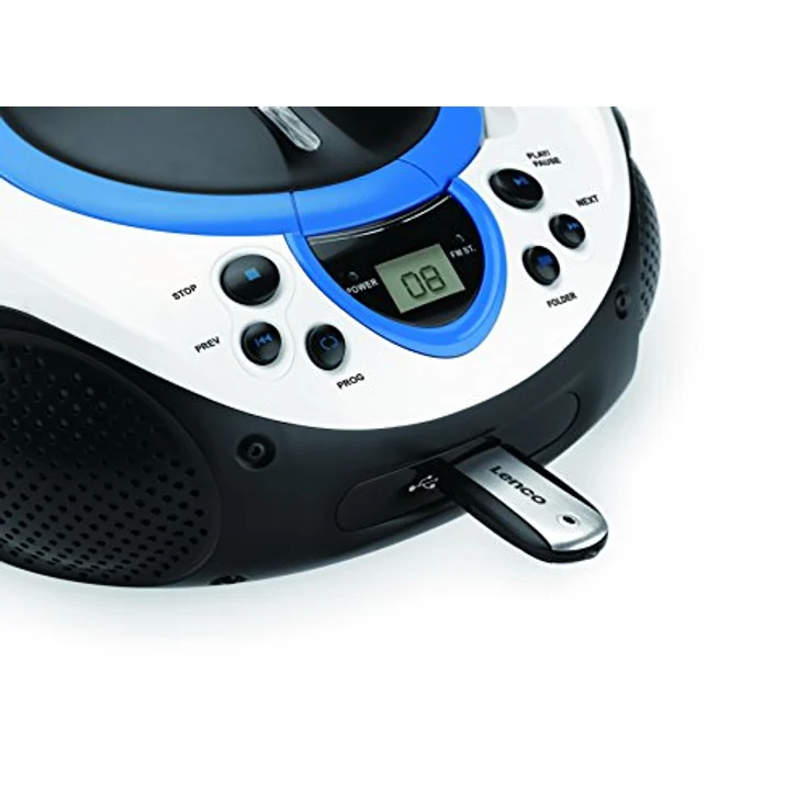 Lenco Kinder Radio CD-Player SCD-38 tragbares UKW-Radio mit CD-MP3-Player und USB in blau – Bild 3