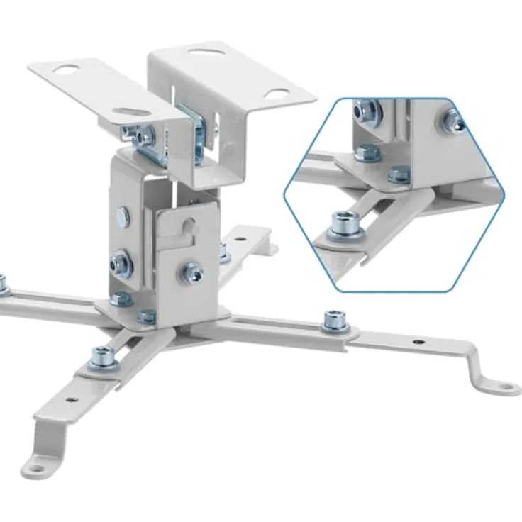 Iggual STP01 Deckenbeamerhalterung, weiß, maximal 370 mm Lochabstand, Traggewicht bis 25 kg, Neigung +22,5°/-22,5°