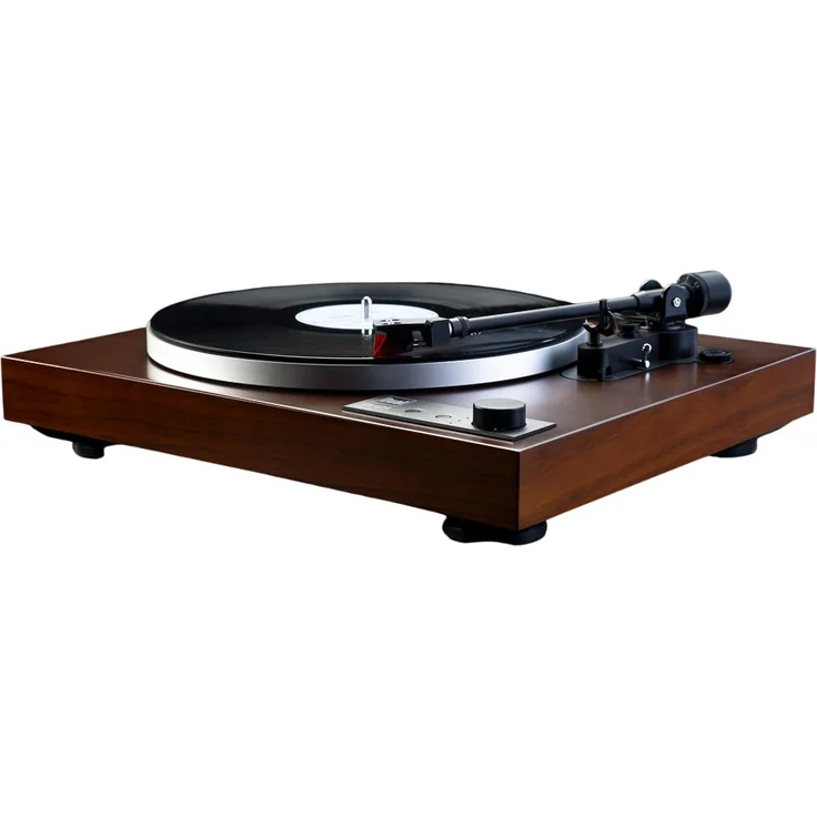 Dual CS 429, Halbautomatischer Plattenspieler mit Riemenantrieb, Walnuss-MDF und Ortofon 2M Red Nadel, unterstützt 33/45/78 U/min