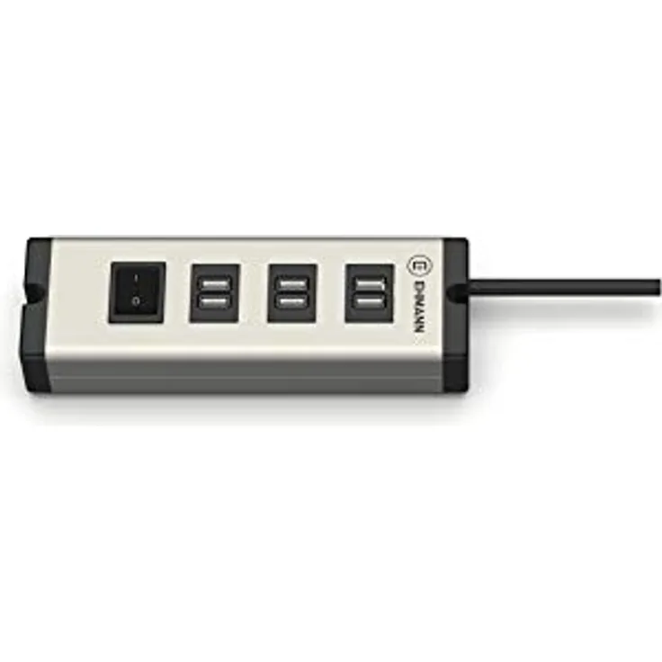 EHMANN 0601x09032031 Universal Aluminium, USB Multilader 6-Port (6,3 A), 1,5 m Zuleitung, zum Laden von Smartphone, Tablet, usw.