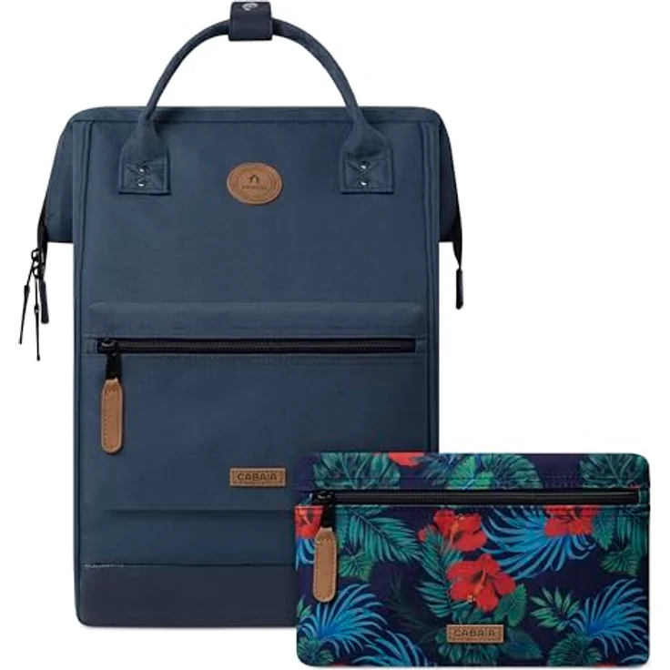 Cabaïa Adventurer Rucksack Reykjavik Maxi 23L, wasserabweisend, Laptopfach bis 15 Zoll, 2 Vordertaschen, vegan zertifiziert, Blau – Bild 1