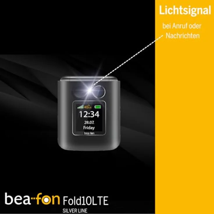 Beafon Fold 10 4G Smartphone, 5,59 cm (2.2 Zoll) Single SIM, Schwarz/Silber, Bluetooth, Micro SD, 1350mAh Akku – Bild 5