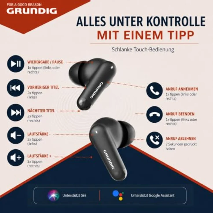Grundig Kabellose Ohrhörer, True Wireless Stereo Earbuds mit 15 Stunden Spielzeit, In-Ear-Kopfhörer – Bild 4