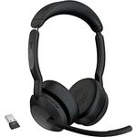 Jabra Evolve2 55 - schnurloses Stereo-Headset mit Jabra Air Comfort - Mikrofone mit Geräuschunterdrückung und ANC - für MS Teams zertifiziert, mit anderen Plattformen kompatibel - Schwarz