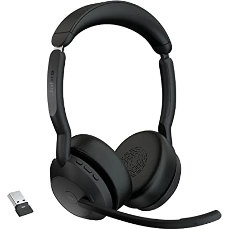 Jabra Evolve2 55 - schnurloses Stereo-Headset mit Jabra Air Comfort - Mikrofone mit Geräuschunterdrückung und ANC - für MS Teams zertifiziert, mit anderen Plattformen kompatibel - Schwarz – Bild 1