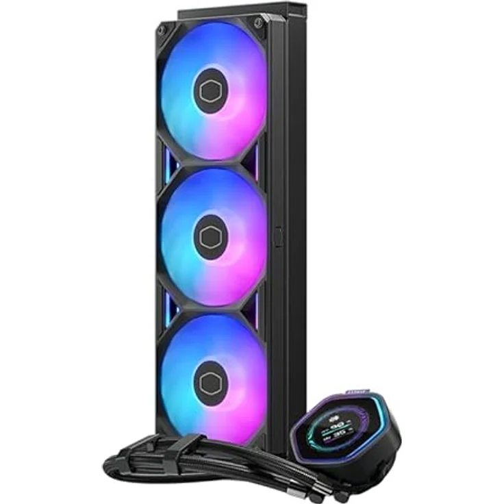 Cooler Master MasterLiquid 360 Atmos II LCD, CPU Wasserkühler mit 2,1 Zoll LCD-Display, RGB-Beleuchtung und leisen 120 mm PWM-Lüftern, Schwarz – Bild 3