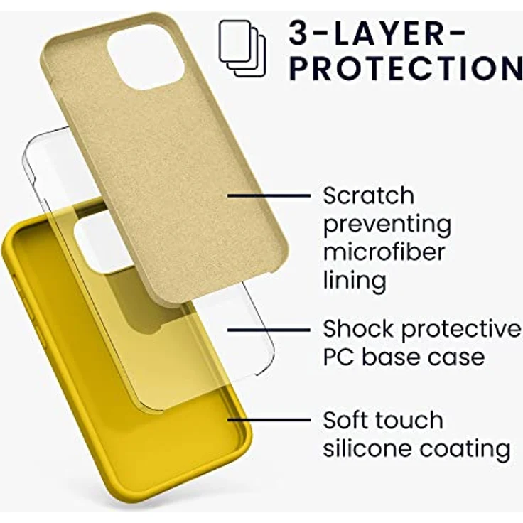 kwmobile Handyhülle für iPhone 13 mini, Silikon Case in Strahlend Gelb, kabelloses Laden, rutschfest und flexibel – Bild 2