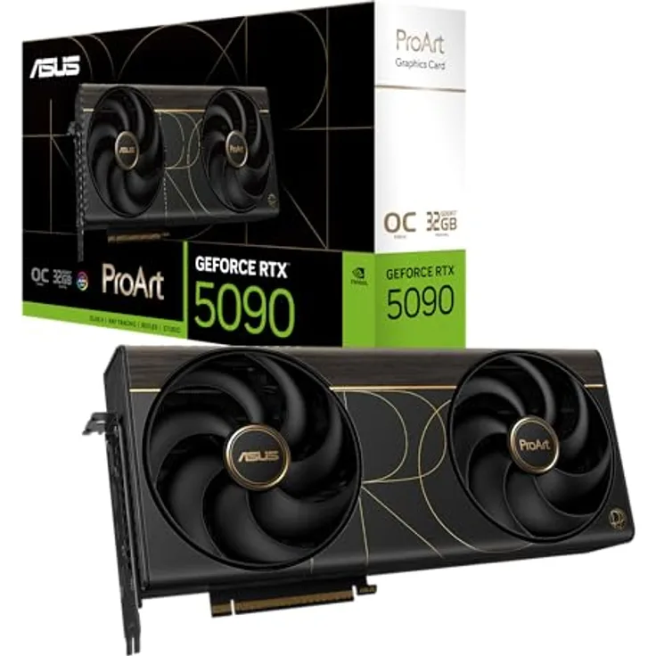 ASUS ProArt GeForce RTX 5090 OC Edition, 32 GB GDDR7, 512 Bit, 7680 x 4320 Pixel, PCI Express 5.0, kompakte Bauweise mit Premium-Kühlung