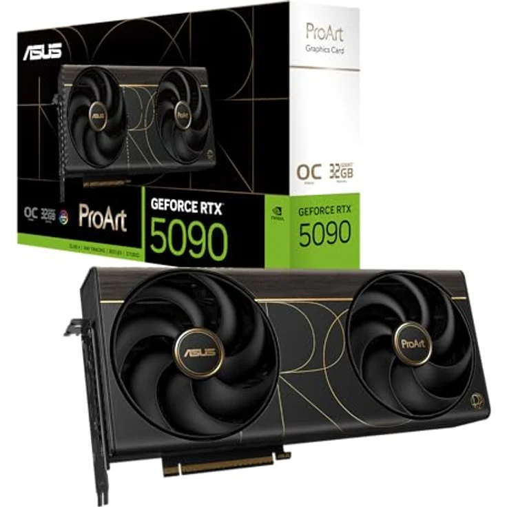 ASUS ProArt GeForce RTX 5090 OC Edition, 32 GB GDDR7, 512 Bit, 7680 x 4320 Pixel, PCI Express 5.0, kompakte Bauweise mit Premium-Kühlung – Bild 1