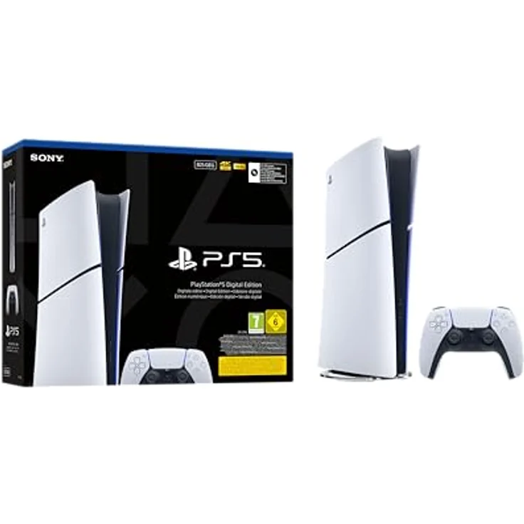 Sony Playstation 5 Slim Digital Edition, 825 GB SSD, 4K Gaming, VR-fähig, Schwarz-Weiss – Bild 1