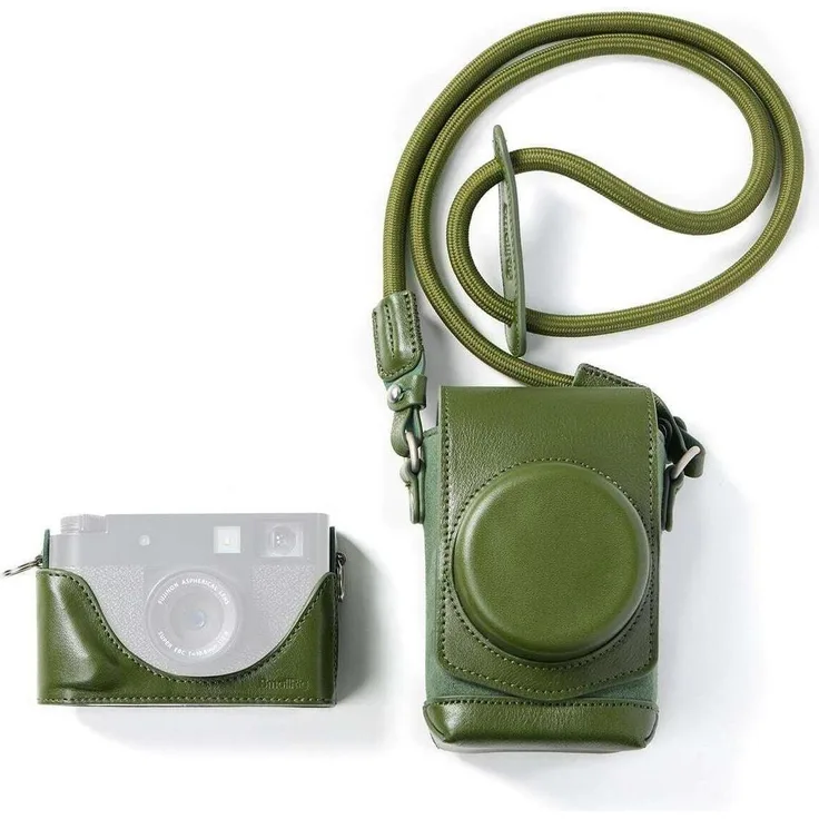 SmallRig Leather Case Kit für Fujifilm X Half, Lederkameratasche mit Schultergurt, grün, vollabdeckend, integrierter Kartensteckplatz