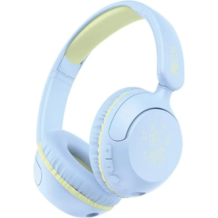 DCU PlaySafe Kids Kinder-Kopfhörer, 3-in-1 mit Bluetooth und Kabel, Lautstärkenbegrenzung 85 dB, 45 Stunden Akkulaufzeit, Blau und Gelb