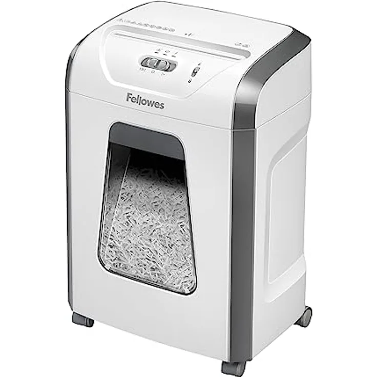 Fellowes Aktenvernichter Powershred 15C - 15 Blatt Querschnitt, 19L Auszugsbehälter, Hochsicherheitsstufe-P4, Weiß