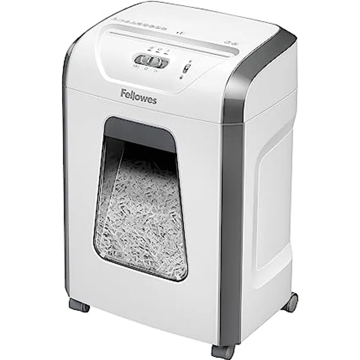Fellowes Aktenvernichter Powershred 15C - 15 Blatt Querschnitt, 19L Auszugsbehälter, Hochsicherheitsstufe-P4, Weiß – Bild 1