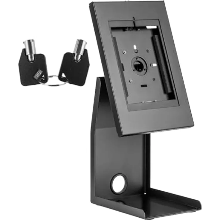 Maclean MC-336, POS-Ständer für 9.7'' - 11'' Tablets und Fiskaldrucker mit Anti-Diebstahl-Schloss, verstellbarer Neigung und Rotation, maximale Belastung 1 kg