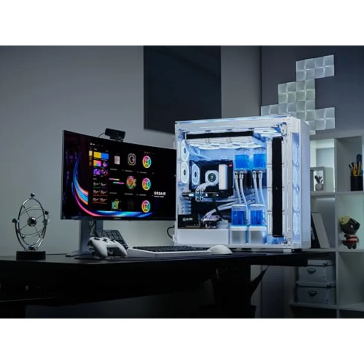 Corsair 9000D RGB Airflow Super Full-Tower-PC-Gehäuse – Geräumige Innenraum – InfiniRail™-Lüfterhalterungssystem – iCUE LINK-System-Hub Inbegriffen – Weiß – Bild 2