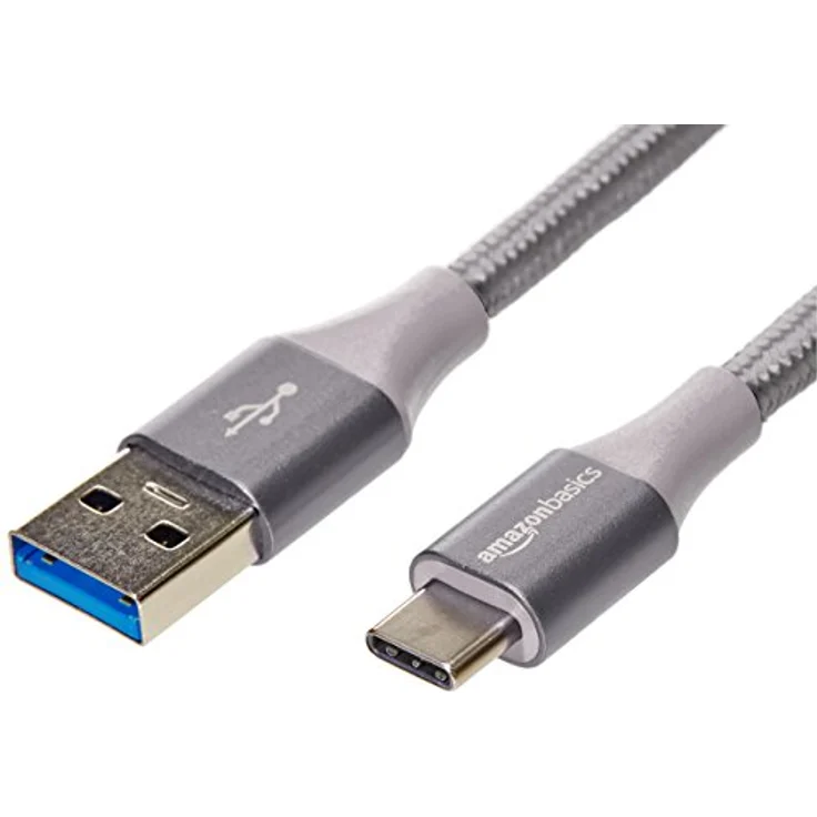 AmazonBasics - Verbindungskabel, USB Typ C auf USB Typ A, USB-3.1-Standard der 2, doppelt geflochtenes Nylon, 0,9 m, Dunkelgrau – Bild 2