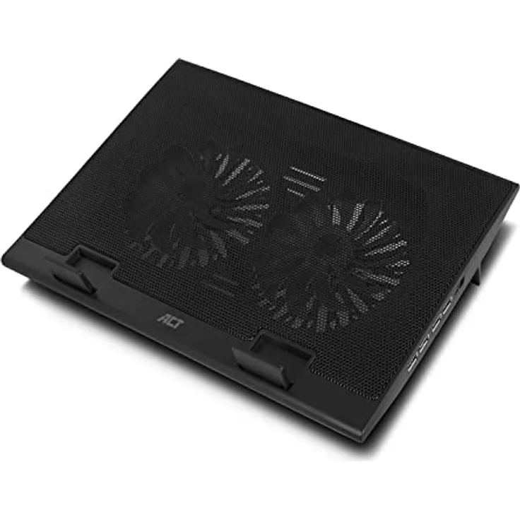 ACT Laptop Kühler 17 Zoll, Business Laptop Ständer Höhenverstellbar (2 Ergonomische Positionen), 2 Leiser Lüfter für das Büro, 4-Port-USB-Hub - AC8105