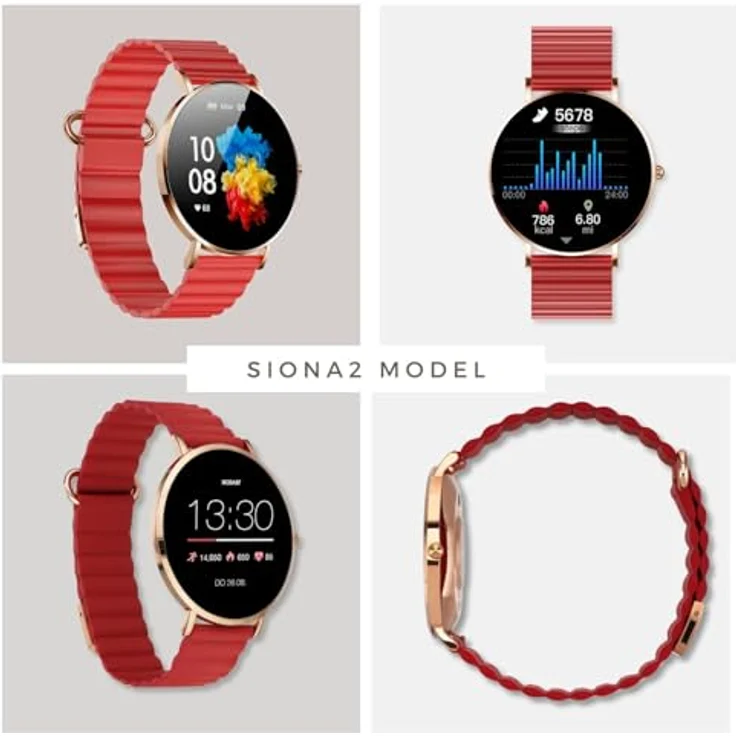 XCOAST SIONA 2 Wave Rot Smartwatch, 1,3" AMOLED, Wasserdicht, Puls, Blutdruck, Blutsauerstoff, 21 Sportmodi, 7 Tage Akku, iOS & Android – Bild 5