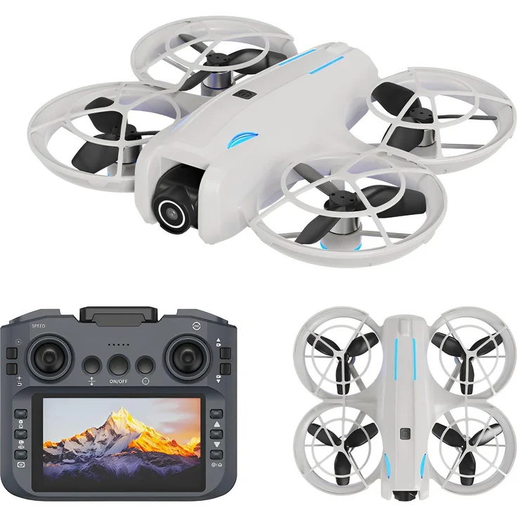 GOLDSTERN-TECH L105 Mini Drohne, 1080p Full HD Kamera mit WiFi FPV, 5,6 Zoll Display Fernsteuerung, Optical Flow, Auto Return, 2 Akkus