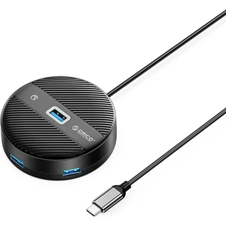 ORICO YS1-C2 4-Port USB Hub, 1x USB-A 3.0, 3x USB-A 2.0, 5 Gbps Datenübertragung, schwarz