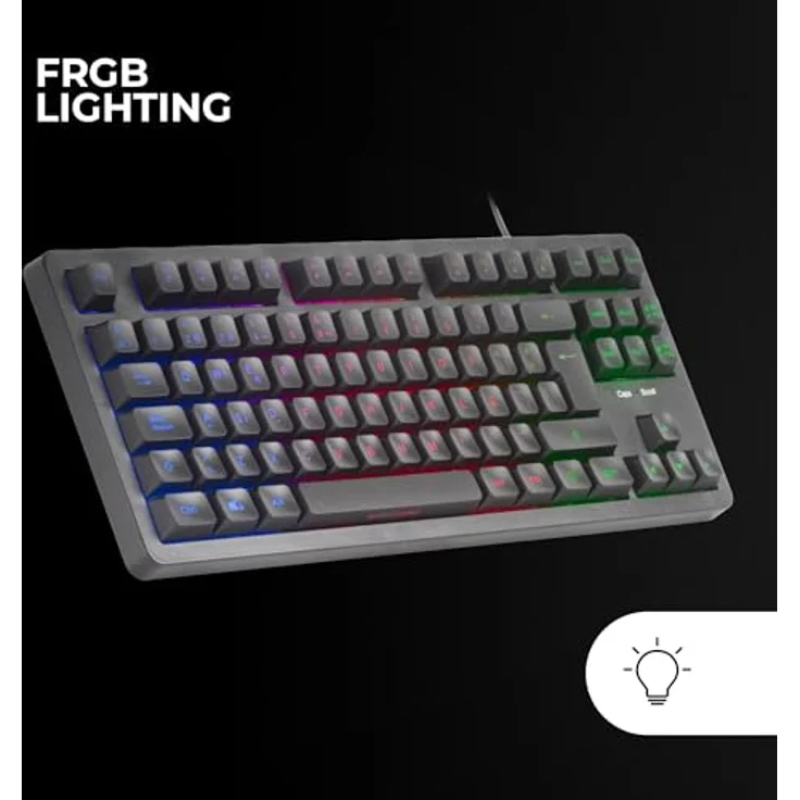 Mars Gaming MK023, TKL Gaming Tastatur mit Hybrid H-Mech Technologie, FRGB Regenbogenbeleuchtung, Anti-Ghosting, universelle Kompatibilität, Schwarz, Spanische Sprache – Bild 4