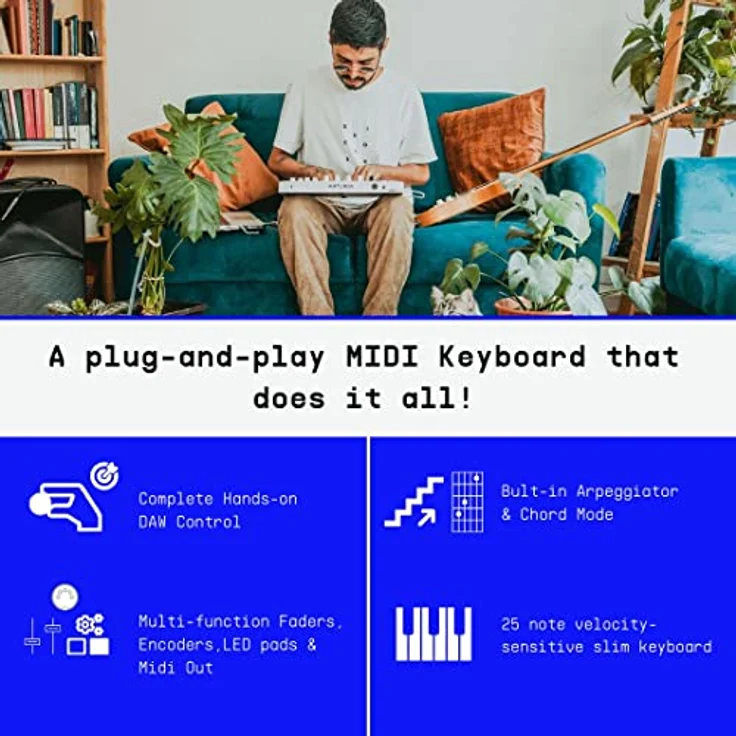 Arturia - MiniLab 3 - Universal-MIDI-Controller für Musikproduktion, mit All-in-One-Softwarepaket - 25 Tasten, 8 Multicolor-Pads - Schwarz – Bild 2