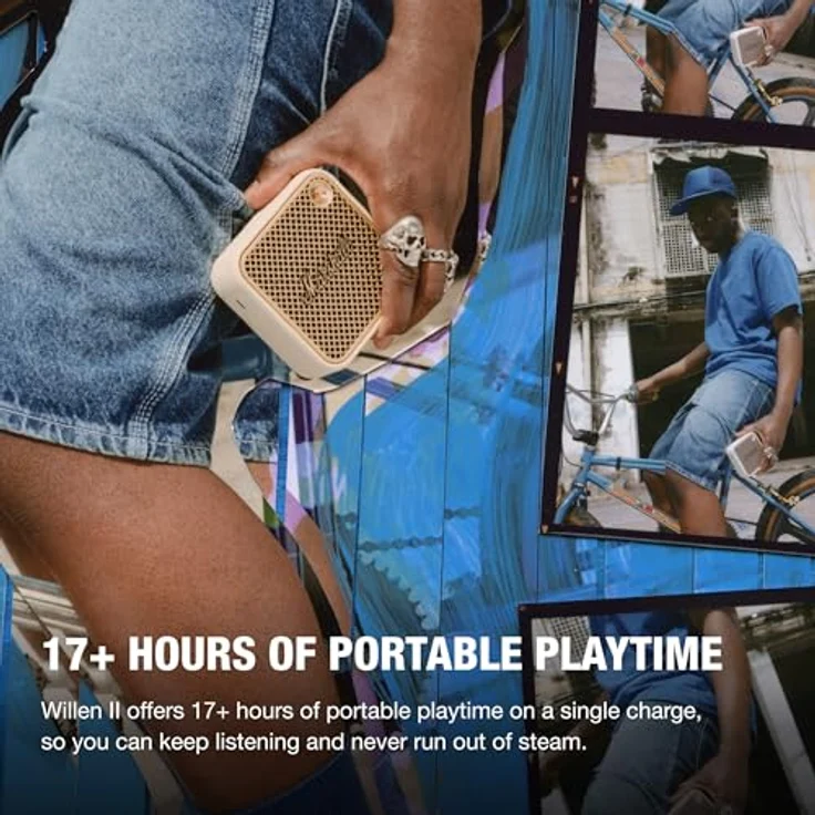 Marshall Willen II, Tragbarer Mono-Lautsprecher, Cremefarben, 10 W, Staub- und wasserfest, über 17 Stunden Akkulaufzeit, integriertes Mikrofon, Bluetooth LE Audio kompatibel – Bild 3