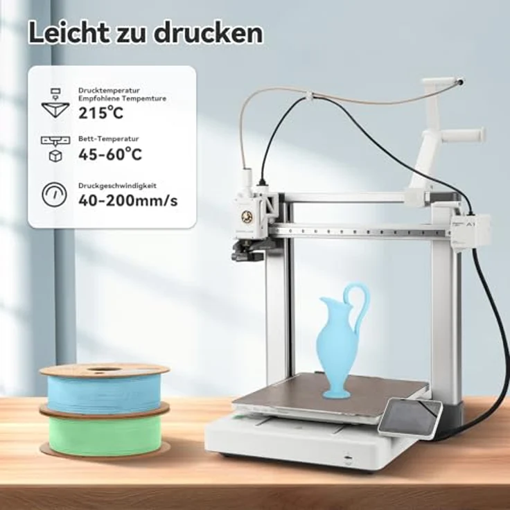 3DHoJor Matte PLA Filament, 2KG Mintgrün+Hellblau, 1.75mm, hohe Zähigkeit, verbesserte Haftung – Bild 2