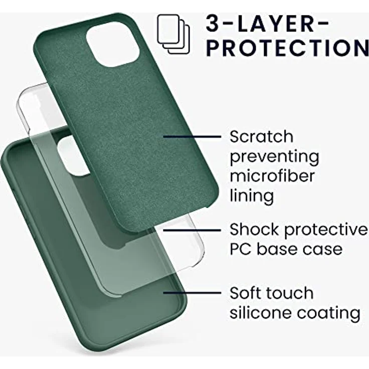 kwmobile Handyhülle für iPhone 13, Silikon Case in Tannengrün, kabelloses Laden, flexible und rutschfeste Schutzhülle – Bild 2