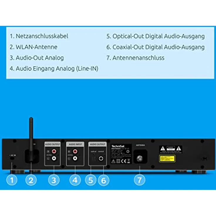TechniSat DIGITRADIO 143 CD (V3) – Digital HiFi-Tuner, Internetradio (DAB+, UKW, Bluetooth-Audiostreaming, Spotify Connect, CD-Player, WLAN, Breite 43,5 cm, App-Steuerung, Fernbedienung) Schwarz – Bild 3