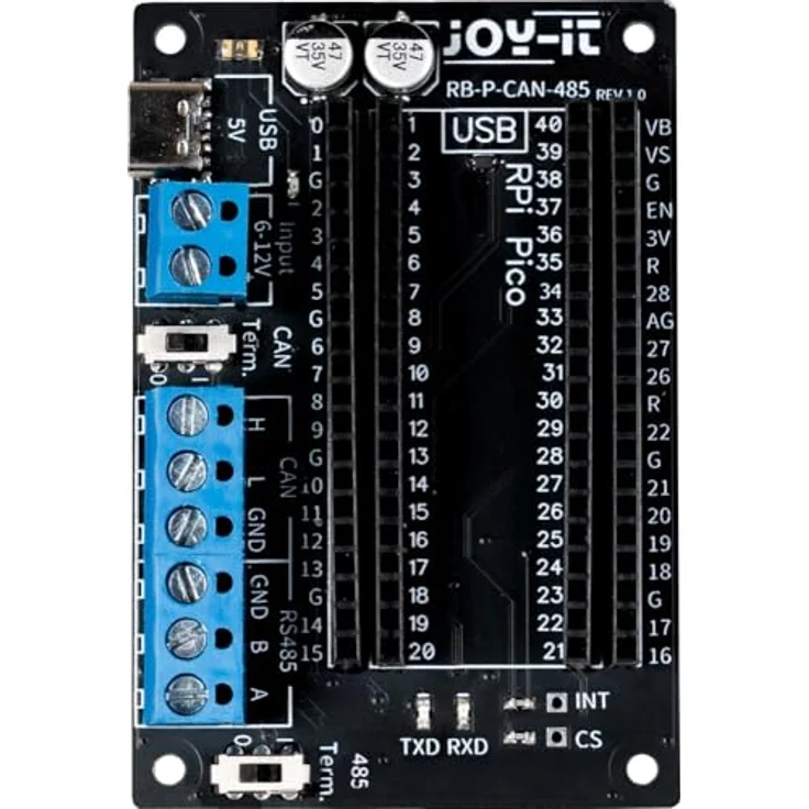 Joy-it CAN-Modul RB-P-CAN-485, RS485- und CAN-Schnittstelle, kompatibel mit Raspberry Pi Pico, USB-C und Schraubterminal – Bild 2