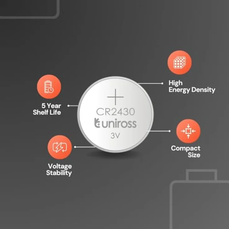 UNiROSS Lithium Button CR2430 3V - SP5, Premium Knopfzelle für langlebige Energieversorgung – Bild 7