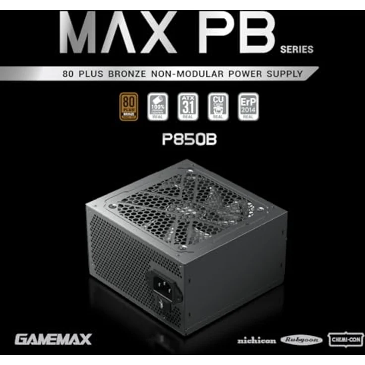 GAMEMAX MAX P750B 750W Netzteil, 80 Plus Bronze zertifiziert, nicht-modular, ATX 3.1, geeignet für RTX 40/50 Serie, 200-240V AC Eingang – Bild 2