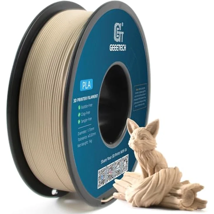 GEEETECH Filament PLA 1.75mm, Holz, 1kg Spule, ±0.02mm Toleranz, 190-220°C Temperaturbereich – Bild 1