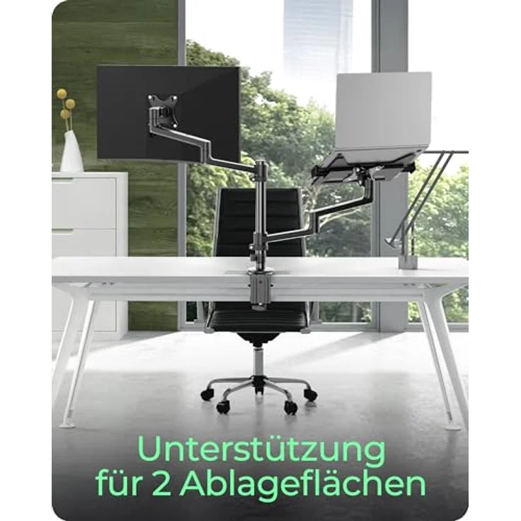 ICY BOX IB-MS622-T, Monitorständer für Monitore bis 32" & Notebooks bis 17,3", höhenverstellbar, VESA 75x75/100x100, mit Kabelmanagement und Silikonpads – Bild 2