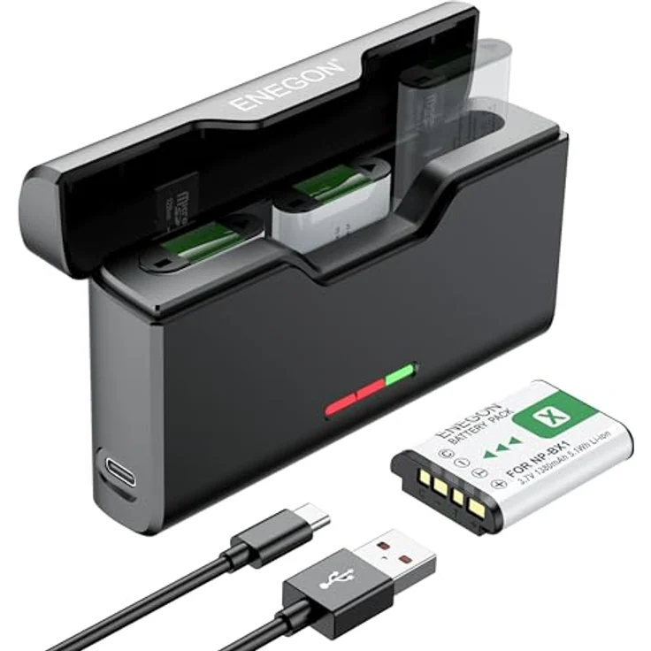 ENEGON 3er-Pack NP-BX1 Batterien 1380mAh & 3-Kanal-Ladegerät, kompatibel mit Sony ZV-1, Cyber-Shot DSC-RX100, HDR-CX405, FDR-X3000 – Bild 1