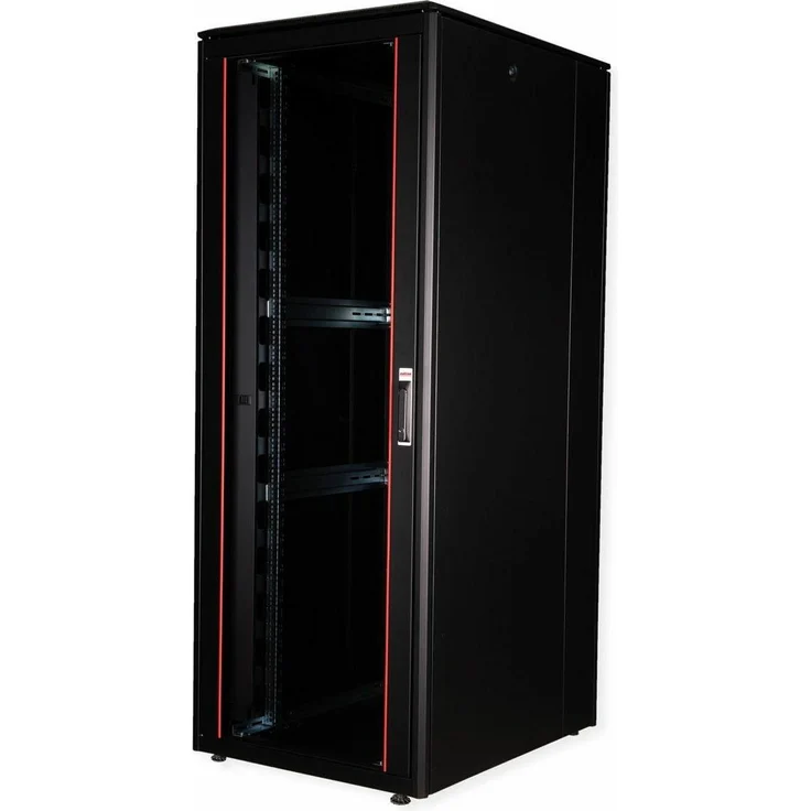 Roline 19-Zoll Netzwerkschrank Pro 42 HE, 800x1000 mm, Serverschrank mit Glastür, Schwarz, robuste Stahlkonstruktion und flexible Kabelführung