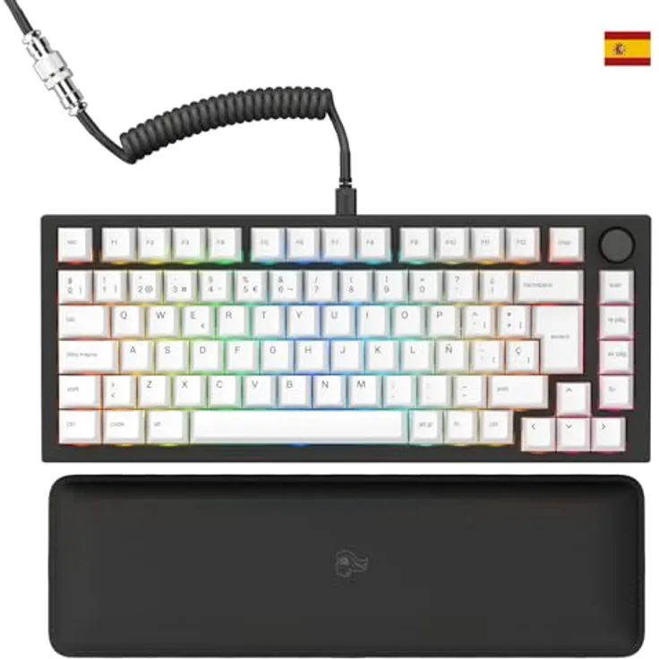 GLORIOUS Gaming GMMK PRO 75%, Modulares mechanisches Gaming-Keyboard mit Hot-Swap, PBT-Tastenkappen, RGB-Beleuchtung und Spanisch QWERTY Layout - Schwarz