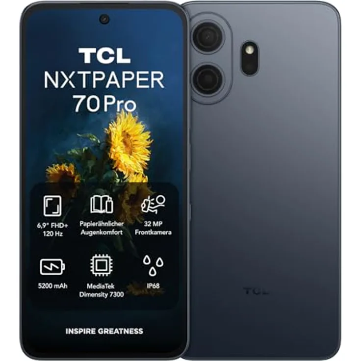 TCL NXTPAPER 70 Pro 5G, Smartphone mit 6,9 Zoll Natürlichem Licht Display, 50 MP Kamera, 8GB RAM + 256GB ROM, AI-Produktivität
