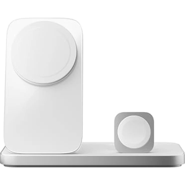 Nomad Stand One Max V4, 3-in-1 MagSafe Qi2.2 Ladegerät mit 25 W für iPhone, Apple Watch & AirPods, Silber – Bild 1