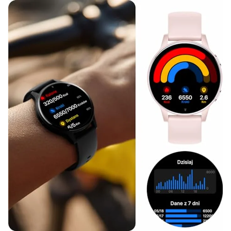 Forever Smartwatch JW-600, AMOLED-Display, IP67 wasserfest, Gesundheitsüberwachung, Powder Pink – Bild 6