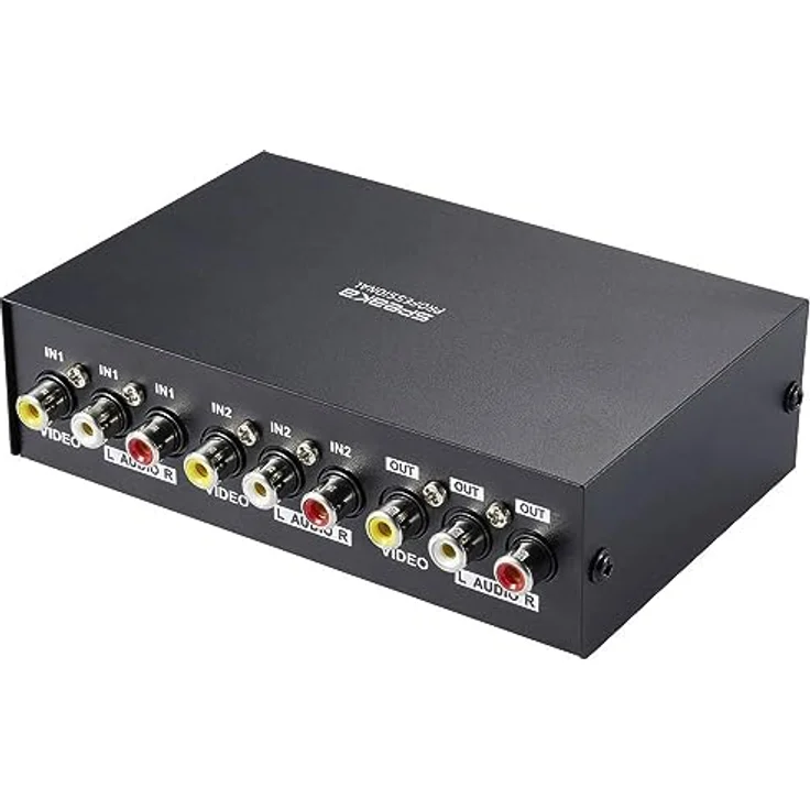 SpeaKa Professional SP-11175216, 2 Port Composite-Switch mit Audio-Ports, manueller bidirektionaler Verteiler für kristallklare Audio- und Videoübertragung – Bild 2