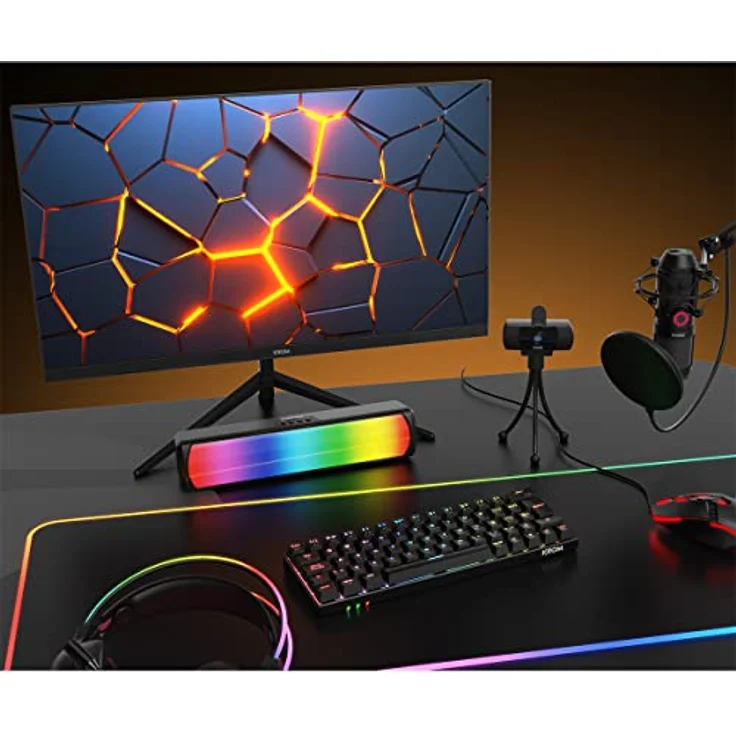 KROM K-POP- Soundbar 2x3 RMS, Stereo-Sound, Bluetooth, TF-Kartensteckplatz, RGB-LED, USB, AUX-Anschluss 3,5 mm Klinke, Größe 280 x 59 x 60 mm, Farbe Schwarz – Bild 5