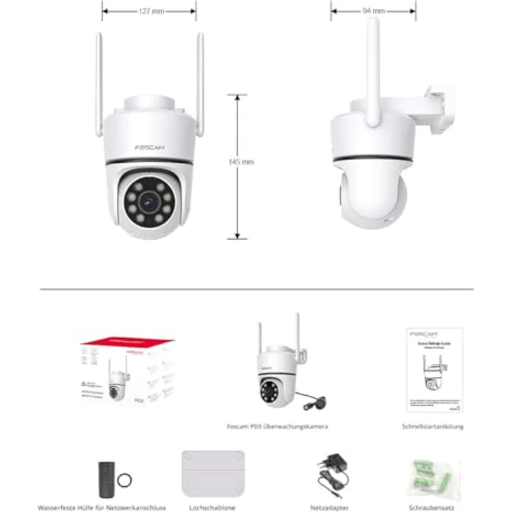 Foscam Überwachungskamera Foscam PD5 3K 5 MP WLAN-Überwachungskamera mit Schwenk- und Neigefunktion, automatischer Verfolgung, Alarmsirene bis 110 dB, IP65 Wasserfest – Bild 5