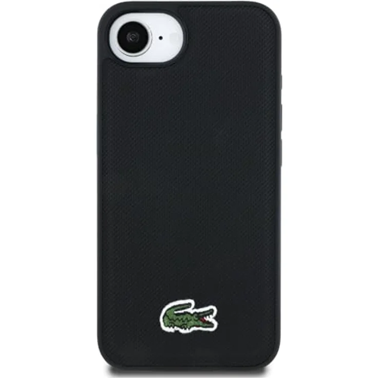 Lacoste Case Iconic Petit Pique Woven Logo MagSafe, Smartphone Hülle aus strapazierfähigem PU-Material für iPhone 16e, Schwarz – Bild 3