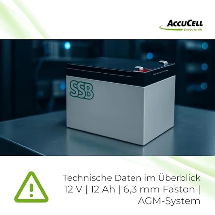 SSB SBL12-12L, 12V 12Ah Bleiakku AGM Blei Gel Akku, Longlife Design, 151 x 98 x 95 mm – Bild 6