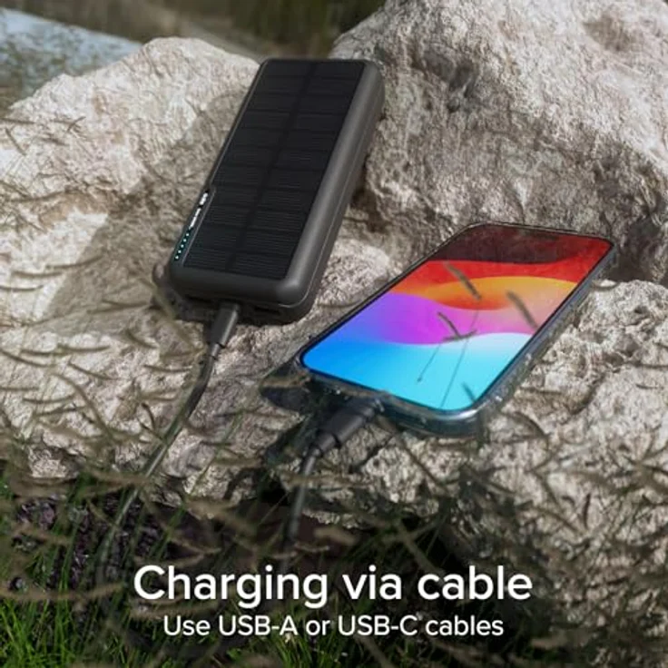 SBS Powerbank mit Solarpanel, 20000 mAh, 10W USB-Ports, Schwarz – Bild 7
