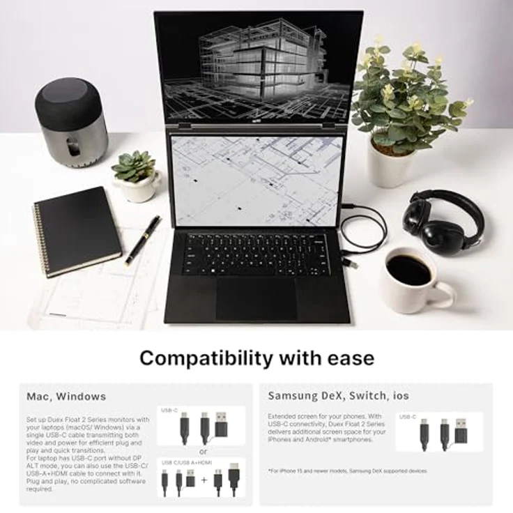 Mobile Pixels Duex Float 2 Pro, Tragbarer 16" LCD-Monitor mit 2.5K Auflösung, Schwarz – Bild 8